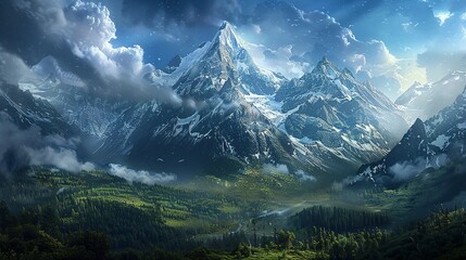 Wall Mural - landscape in the mountains