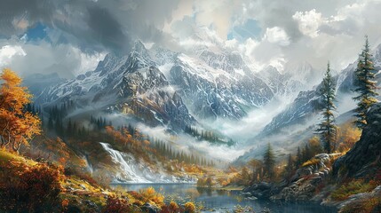 Wall Mural - landscape in the mountains