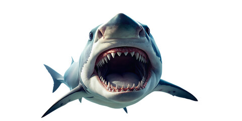 Great white shark Marine predator large open mouth, in lurking and attack mode