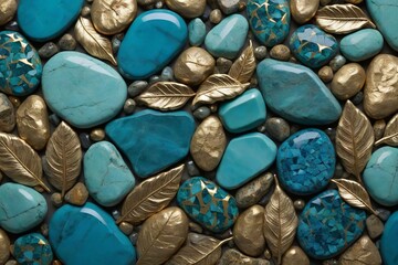  Blue Teal Gold Nature Mosaic