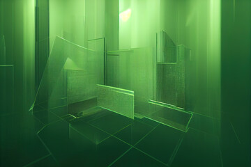 Wall Mural - Green matrix background. Ai generated.