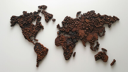 Wall Mural - World Map Crafted From Coffee Beans