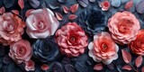 Fototapeta  - Rosen in weichen Farben, Rosen aus Papier, Muster aus farbenfrohen Rosen