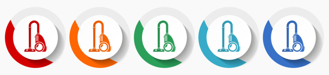 Aufkleber - Vacuum cleaner vector icon set, flat icons for logo design, webdesign and mobile applications, colorful round buttons