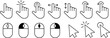 Hand pointer cursor on transparent background. Computer mouse click cursor gray arrow icons set. Clicking cursor arrow, mouse computer key. Cursor. Vector illustration EPS 10