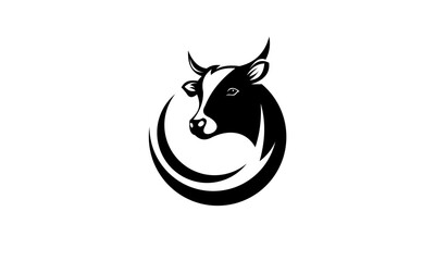 Poster - vector of circle cow head logo