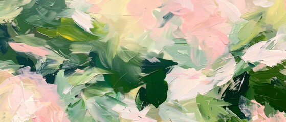 Aufkleber - Closeup of abstract rough colorful green pink white colors art painting texture background wallpaper, with oil or acrylic brushstroke waves, pallet knife paint on canvas..