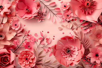 Wall Mural - a handmade paper flower backdrop pink background in t