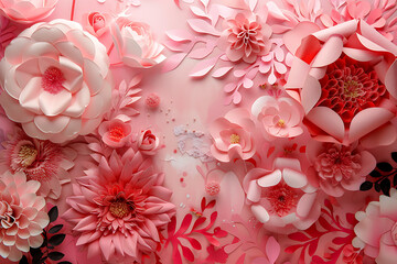 Wall Mural - a handmade paper flower backdrop pink background in t