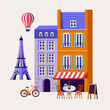 Paris street color vector illustration