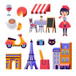 set of Paris travel vector icons
