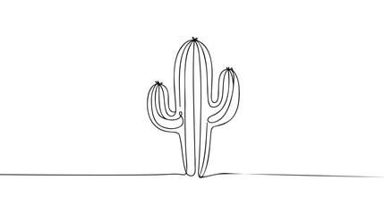Wall Mural - CACTUS LINE ART. Vector cactus. Continuous Line Drawing.