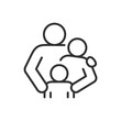 Happy Family, linear icon. Adult with a child. Father, Mother and child embracing. Togetherness, warmth and love of the family. Line with editable stroke