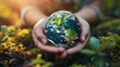 Embracing the World: A Person Holding a Small Green Earth in Their Hands