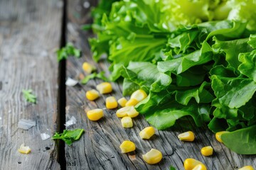 Wall Mural - Fresh green salad on the table in the kitchen