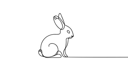 Wall Mural - Rabbit one continuous line drawing icon. Vector illustration isolated on white background