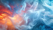 Abstract Swirling Smoke Patterns with Vibrant Blue and Warm Orange Hues Background Texture