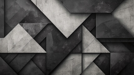 Wall Mural - Abstract Geometric Black and White Texture Background with Overlapping Triangles and Polygons in High Resolution