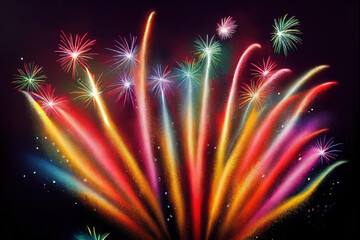 Wall Mural - Colored festive fireworks. _ai_generated.