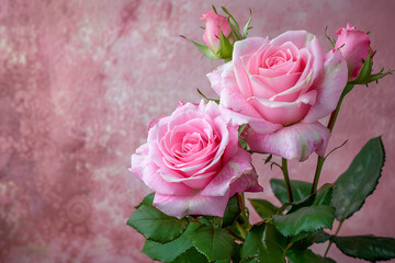 Wall Mural - pink roses on a pink background in the style of decor