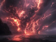A dramatic storm with lightning shaped like zodiac signs showcasing natures raw energy and the belief in higher powers