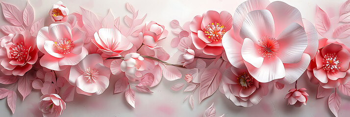 Wall Mural - the pink flowers wallpaper with paper backgrounds in 