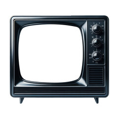 Black TV old style television isolate screen empty transparent background.