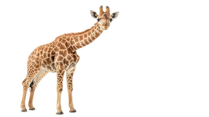 Wall Mural - a majestic giraffe stands tall against a dark background, showcasing its status as a magnificent ter