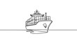 © artisttop - Continuous one line drawing cargo ship with containers in the port. Cargo Concept.