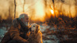an elderly man with his faithful companion - a dog