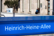 A Heinrich Heine Allee Sign Of Dusseldorf Germany