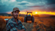 Portrait of farmer in front of his tractor