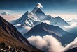 Himalayan mountain top above the clouds. Mountains seem so close, offering epic views of the legendary peaks of Dhaulagiri and Machapuchare. -