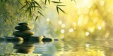 Fototapeta Desenie - zen stones in water and bambo