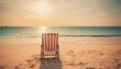 Empty beach chair on the beautiful tropical beach and sea at sunset time