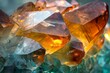 Artistic close-up of a rare gemstone, focusing on its unique facets, colors, and inclusions, creating a sense of wonder