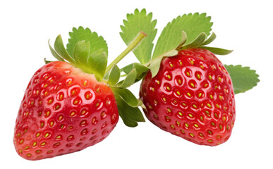 Two strawberries with a bright red color and fresh.