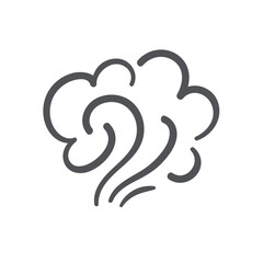 Wall Mural - Steam cloud swirl lines icon. Bad smell or stink odour, toxic fume and atmosphere gas, smoke of cigarettes or hot fire, vapor steam. Air winds blow upward icon of doodle style vector illustration