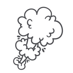 Wall Mural - Smoke puff clouds with whoosh and speed line effect icon. Silhouette of three explosion bubble motion with wind. Fun jumps with dust and smoke in air comic icon of doodle style vector illustration