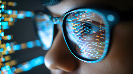 Focused developer coder looking at programming 