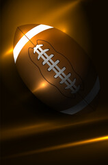 Wall Mural - abstract background with shiny light stripes and american football ball