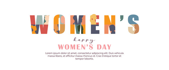 Wall Mural - International Women's Day Banner, isolated on white background.