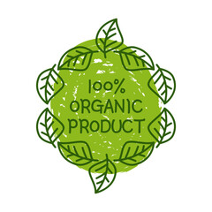 Canvas Print - Green Organic Products Labels. Ecologic food stamps. Organic natural food labels.