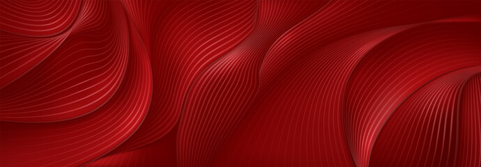 Sticker - Abstract background in red tones made of curved striped surfaces