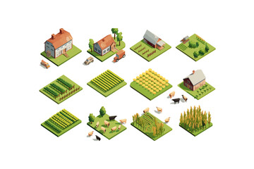 agriculture isometric vector flat minimalistic isolated illustration