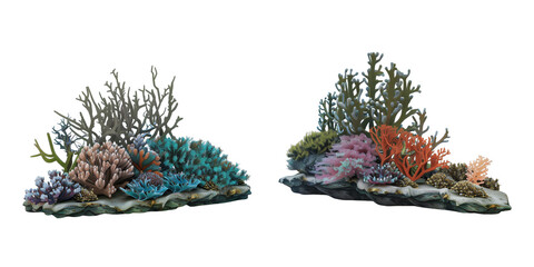 Wall Mural - set of Majestic Coral Reefs isolated on transparent background