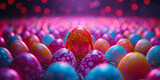 Fototapeta  - flowers painted colorful egg, easter day background