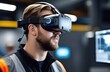 © schukoba - Engineer using virtual augmented reality for work,man in virtual glasses,mixed reality