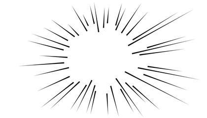 Poster - comic book flash explosion radial lines on transparent background. Speed lines, Flash ray blast glow, Bright black light strip burst. Vector illustration design