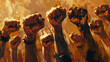 Raised Fists in Unity and Strength, Artistic Illustration of Solidarity Illustration